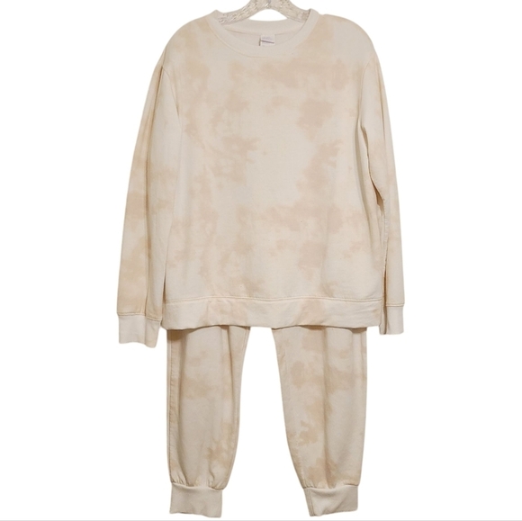 Stars Above | Women's Cream and Pink Tie-Dye Sweatshirt & Joggers Set (Size XL) - Picture 1 of 15